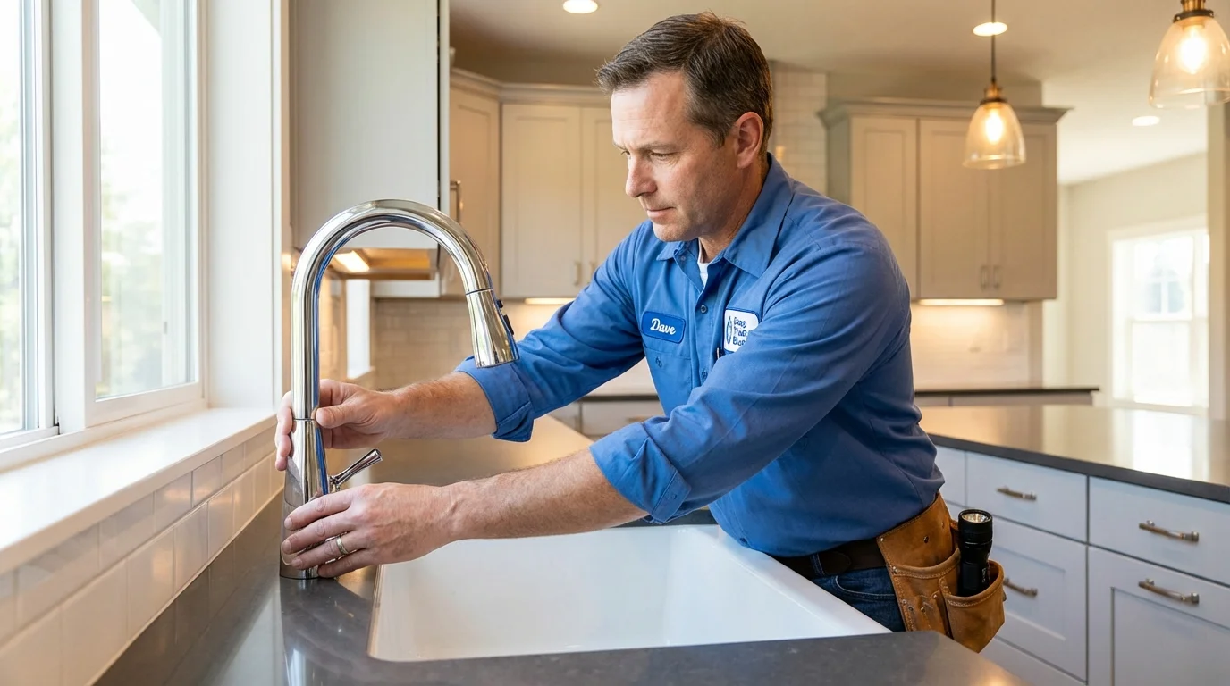 Kitchen faucet installation by Johns Plumbing LLC in New Boston