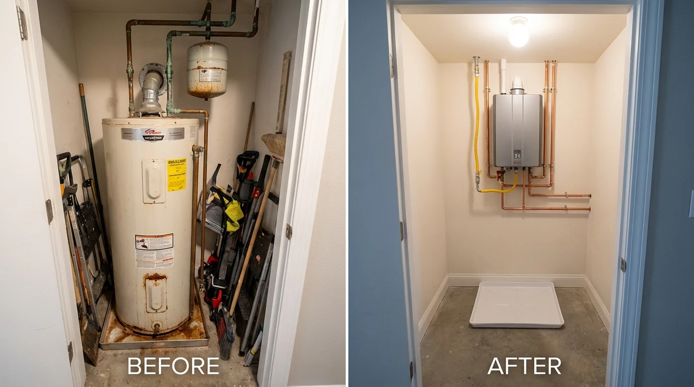 Tank water heater versus wall-mounted tankless unit comparison for New Boston, NH homeowners